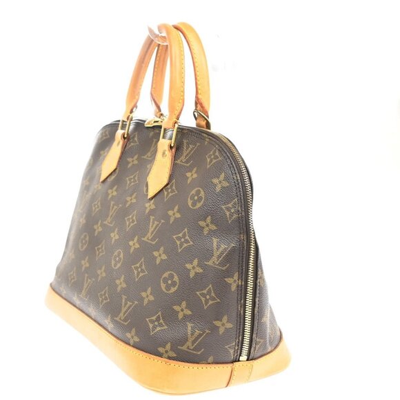 LOUIS VUITTON LV Logo Alma Hand Bag Monogram Leather Brown France - Picture 5 of 5